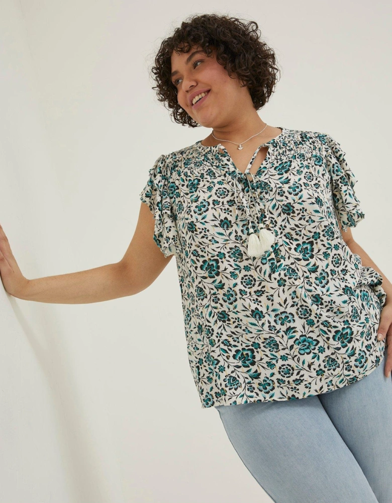 Kai Stretched Floral Top - Cream