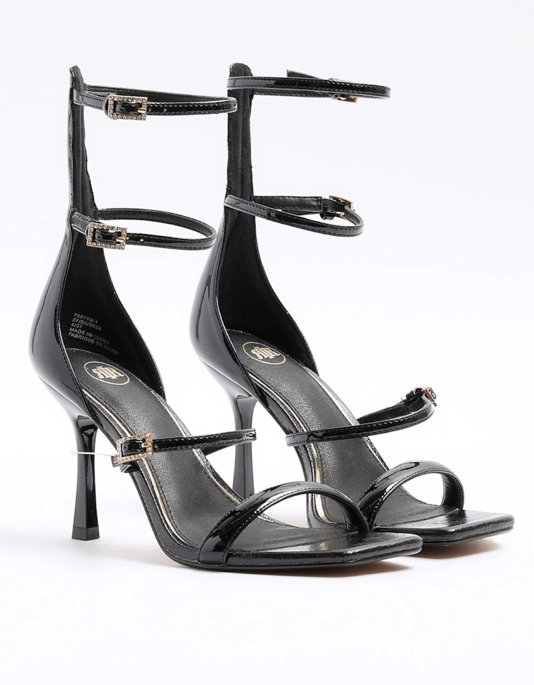Triple Strap Barely There Heel - Black