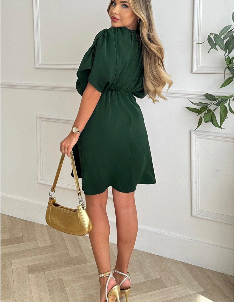 Blouson Green Mini Dress