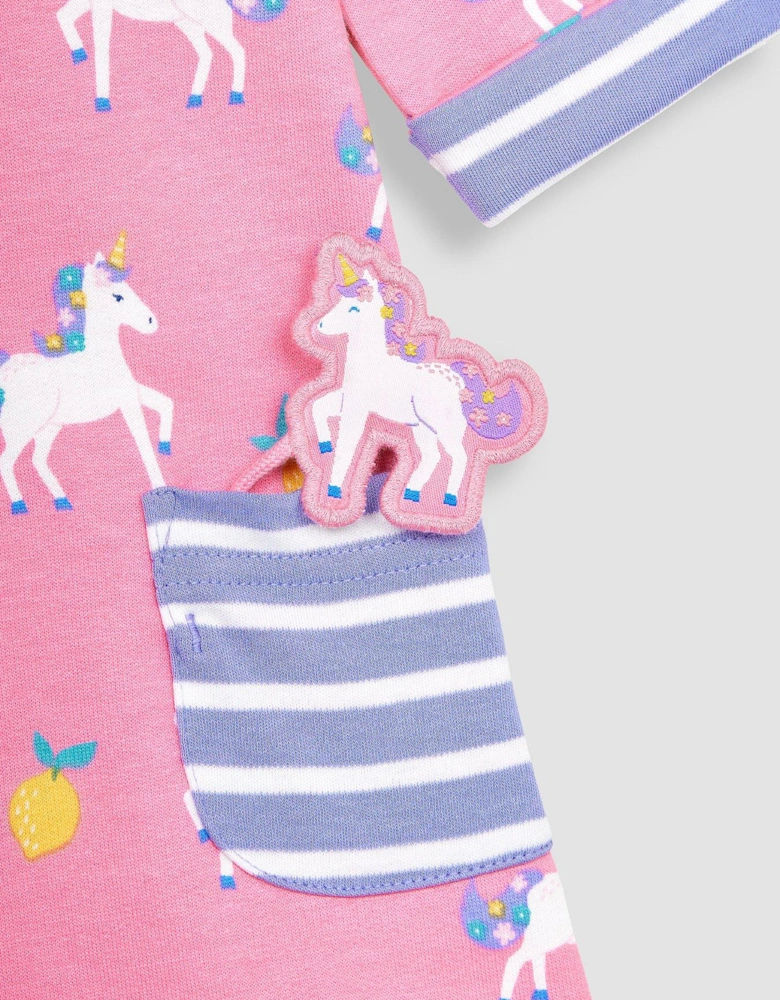 Girls Unicorn With Pet In Pocket A-line Dress - Multi