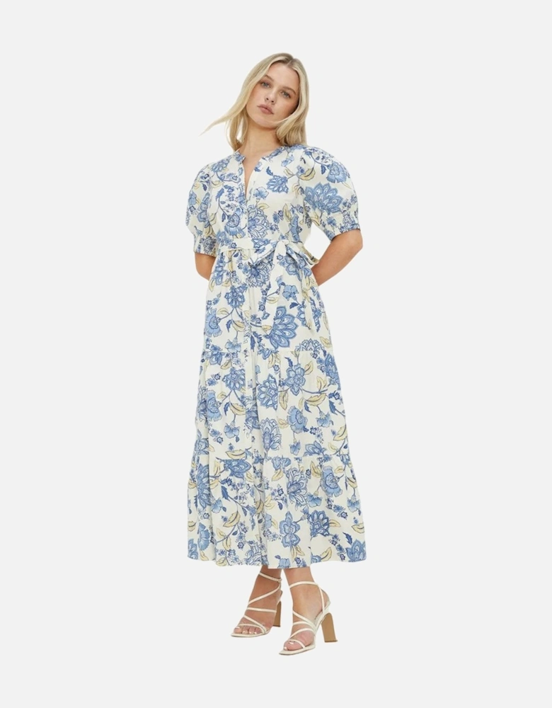 Womens/Ladies Floral Poplin Petite Shirt Dress