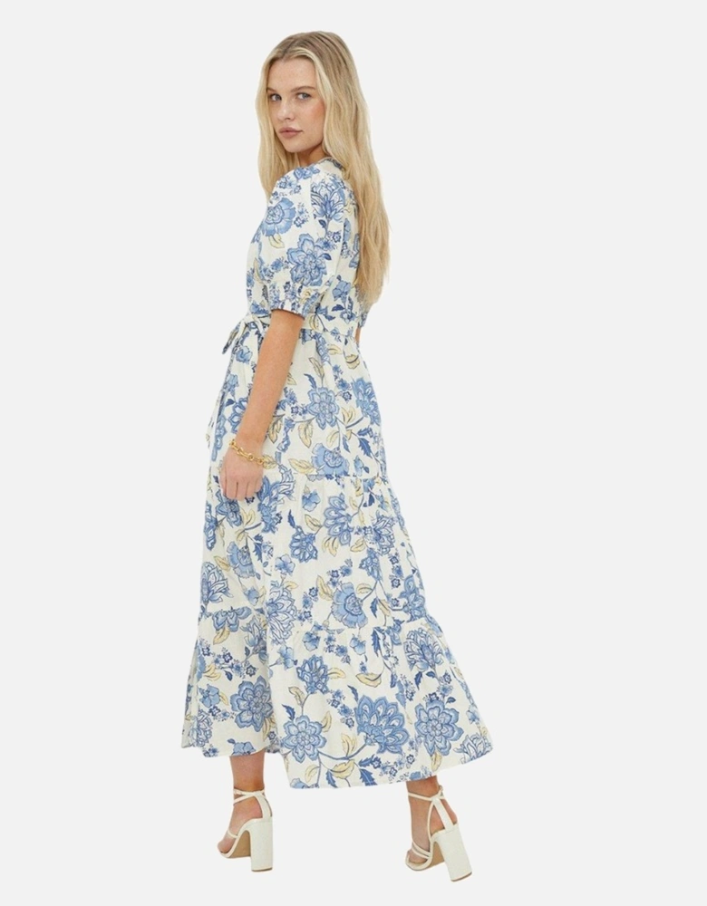 Womens/Ladies Floral Poplin Petite Shirt Dress
