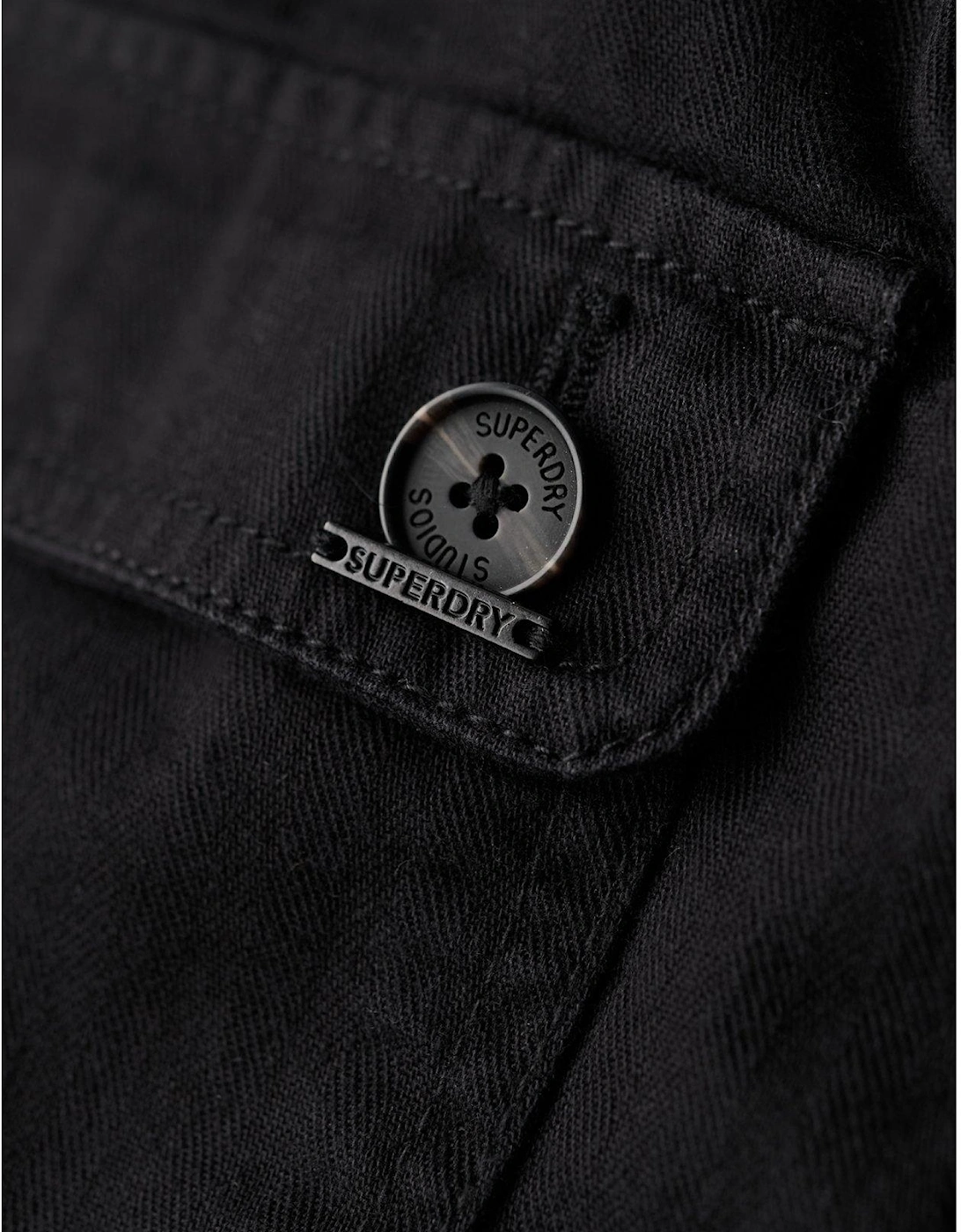 Cotton Belted Safari Jacket - Black