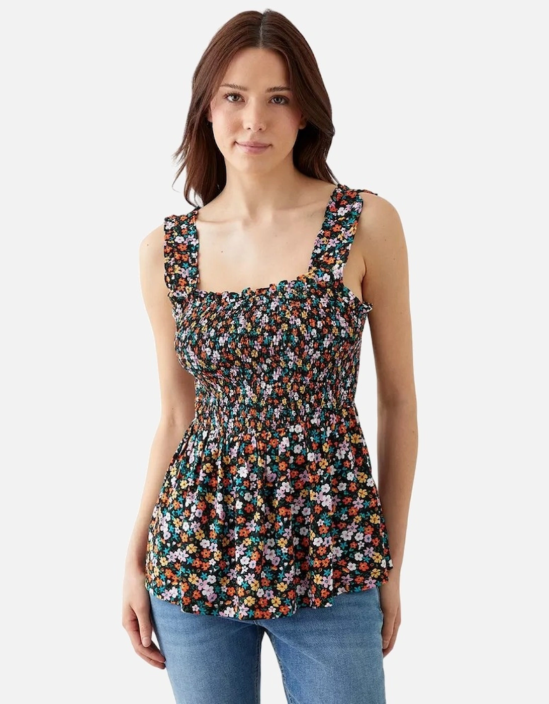 Womens/Ladies Ditsy Print Shirred Camisole, 4 of 3