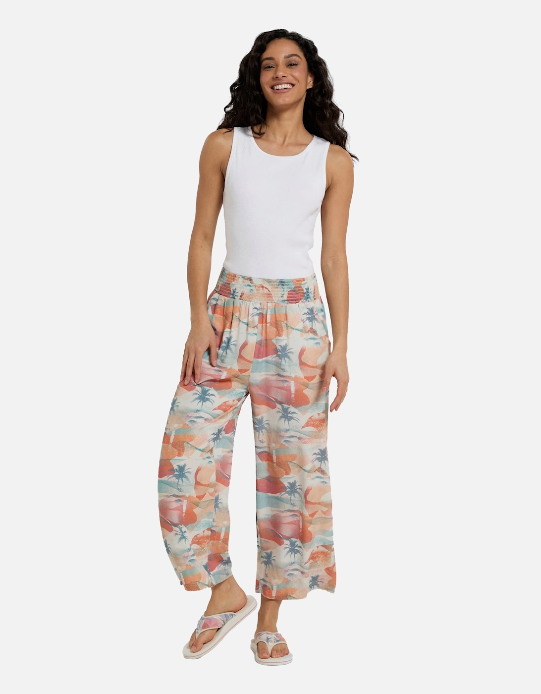 Womens/Ladies Tassia Recycled Palm Tree Cropped Trousers