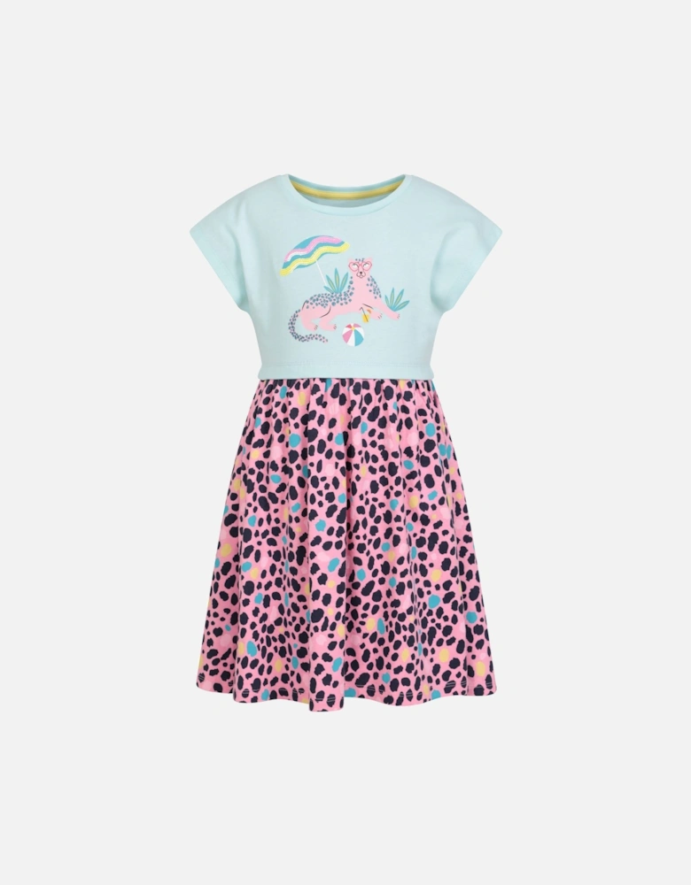 Girls Poppy Leopard Print Organic Cotton Dress