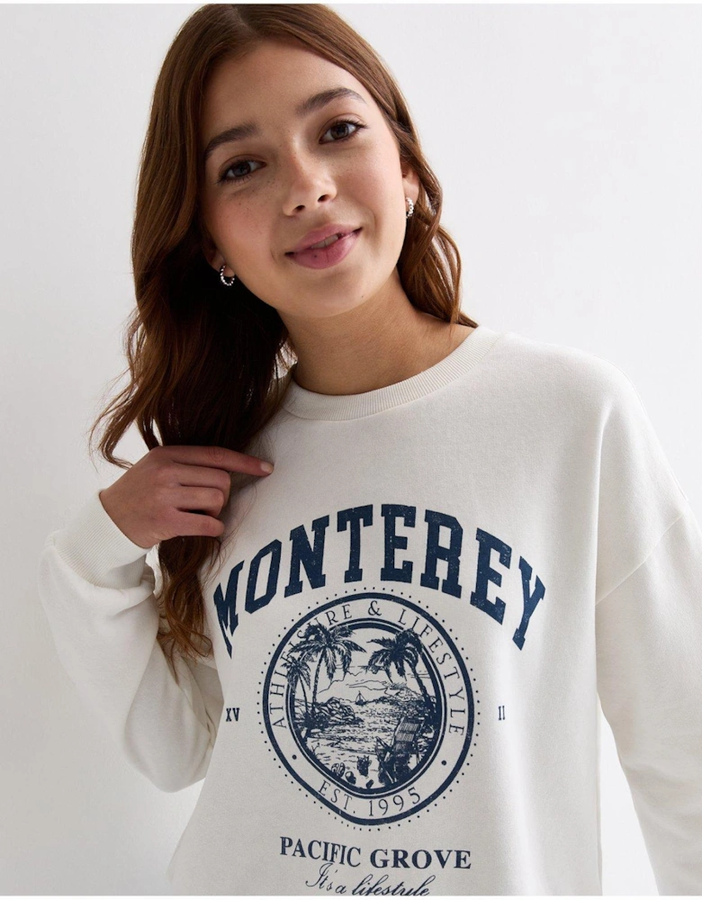 Girls Cream Monterey Logo Crew Neck Sweatshirt