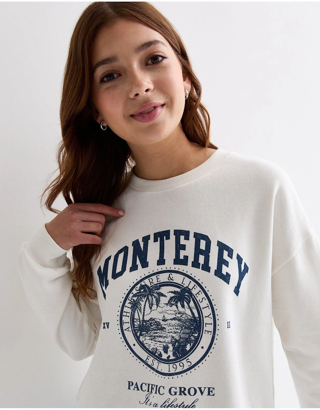 Girls Cream Monterey Logo Crew Neck Sweatshirt