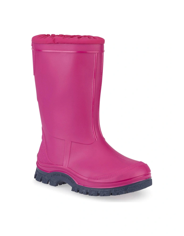 Mudbuster Girls Pink Fleece Lined Warm Waterproof Wellies - Pink