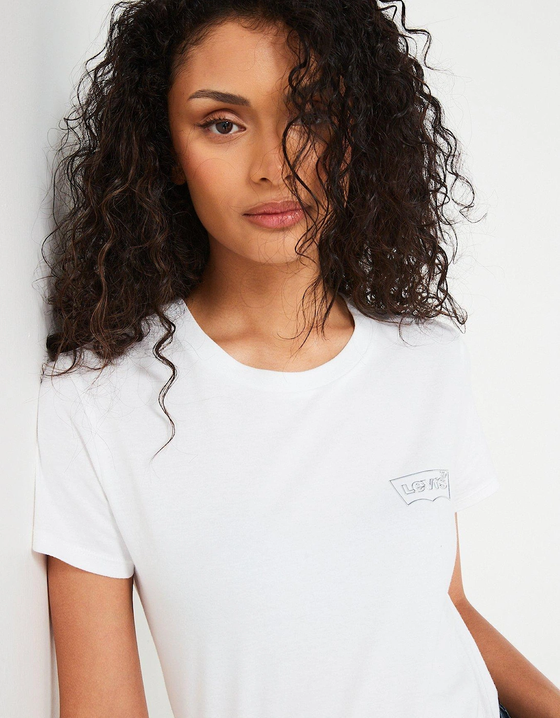 The Perfect T-Shirt With Metal Outline Logo - White