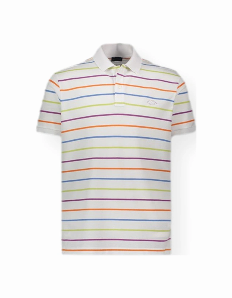 Multi Stripe Cotton Pique Polo Shirt 241 White