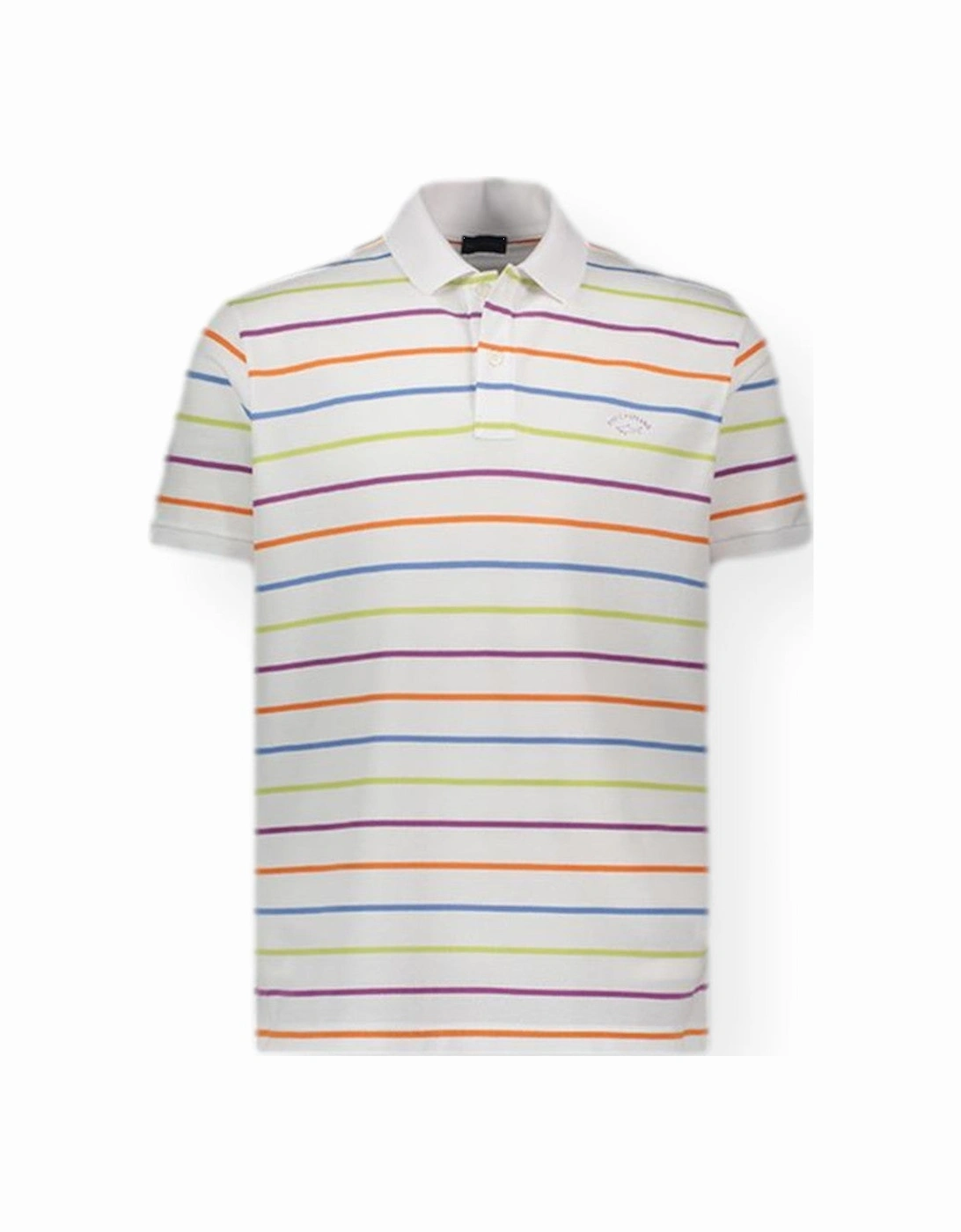 Multi Stripe Cotton Pique Polo Shirt 241 White, 3 of 2