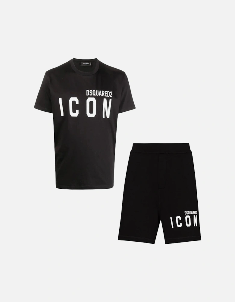 Icon T-Shirt & Shorts Set in Black