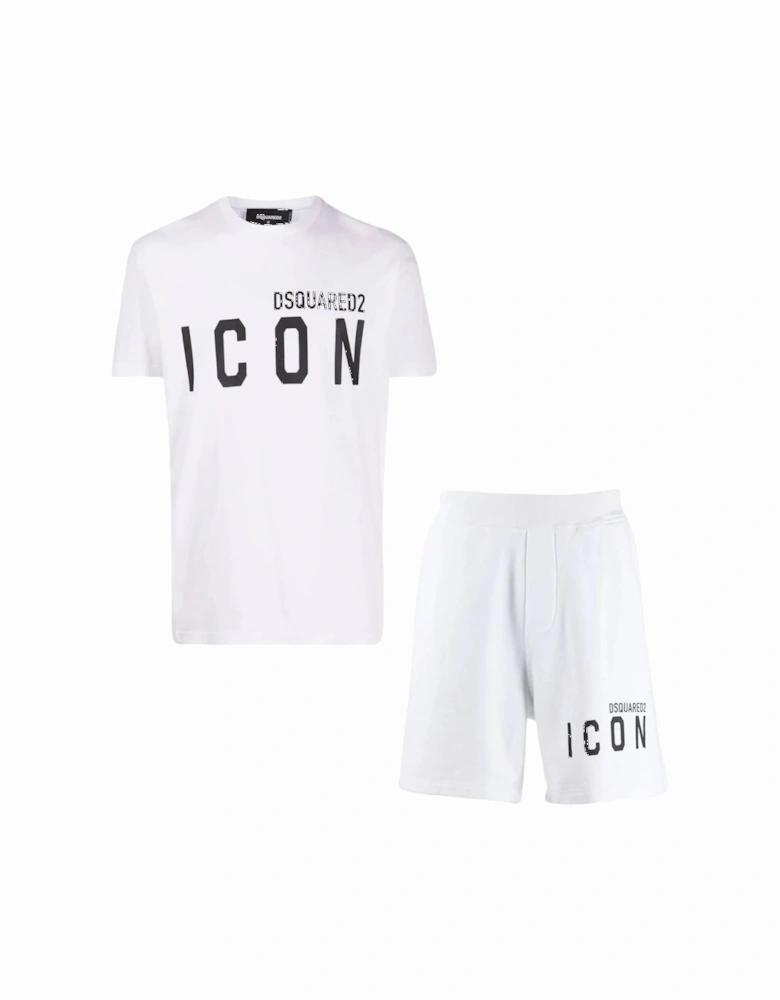 Icon T-Shirt & Shorts Set in White