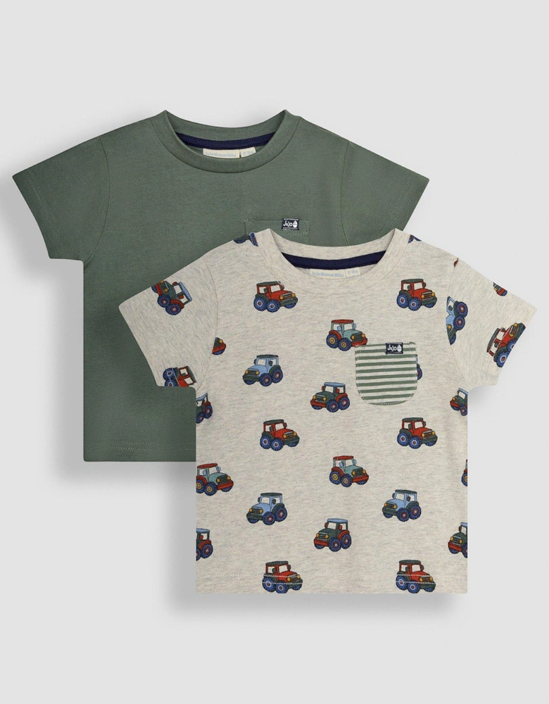 Boys 2-Pack Tractor T-Shirts - Beige