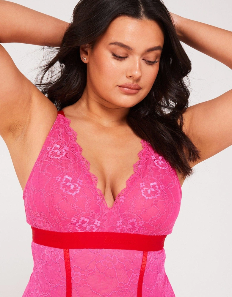 Lace Fuller Cup Bodysuit - Galentines Pink