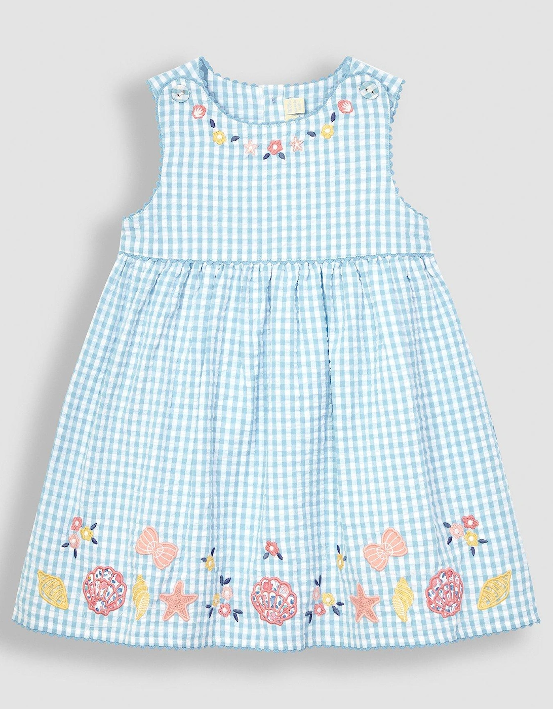 Girls Nautical Applique Gingham Summer Dress - Blue, 4 of 3