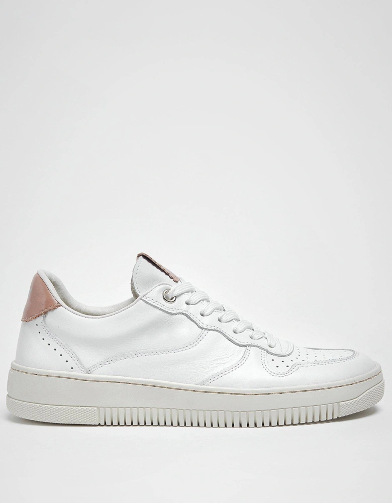Bella White & Pink Leather Trainers