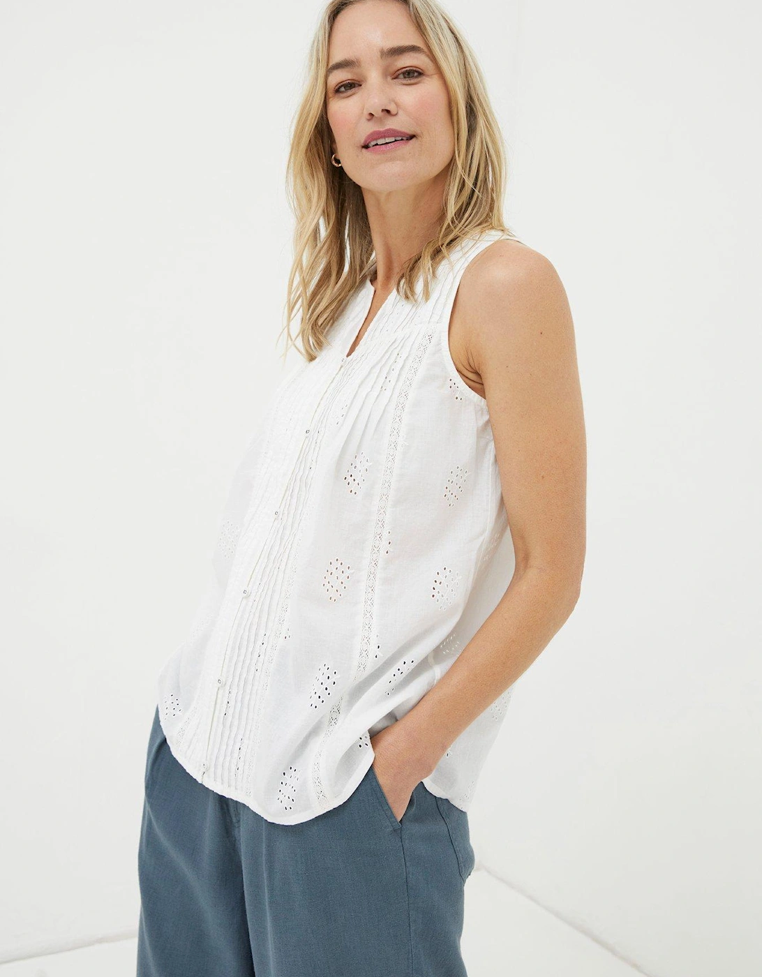 Cassie Embroidered Cami - White, 2 of 1