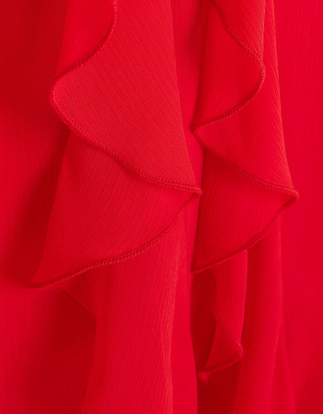 Frill Detail Halterneck Top - Red