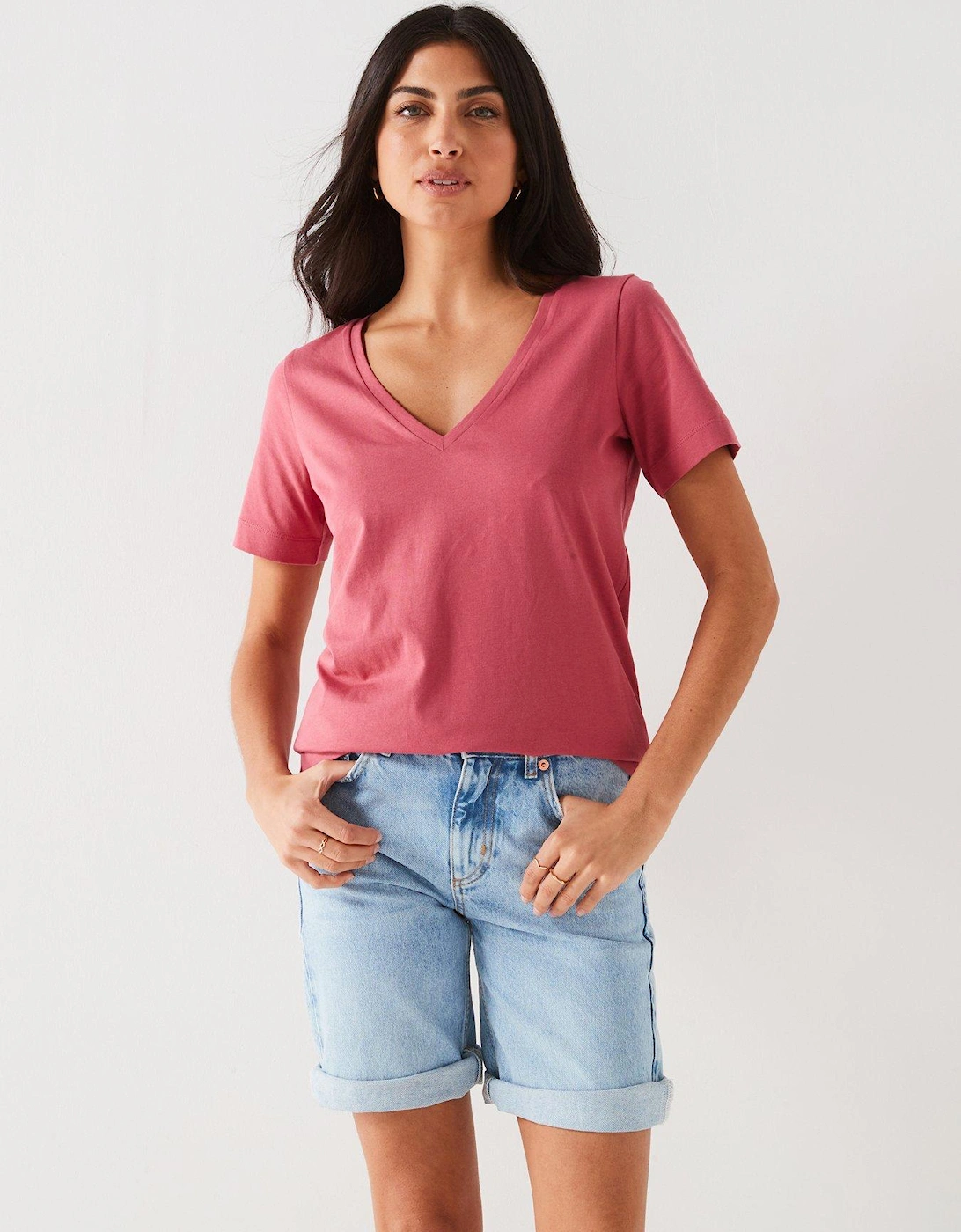The Essential V Neck T-Shirt - Pink, 7 of 6