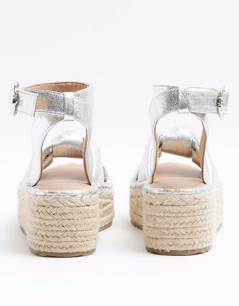 Two Part Espadrille Sandal - Silver