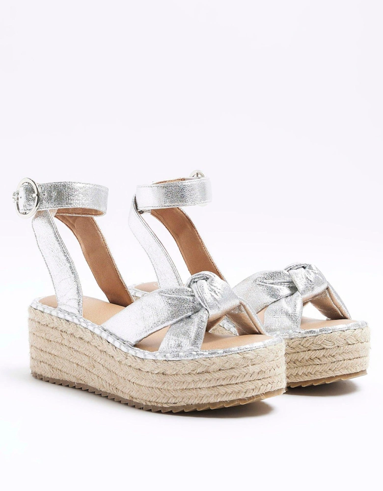 Two Part Espadrille Sandal - Silver