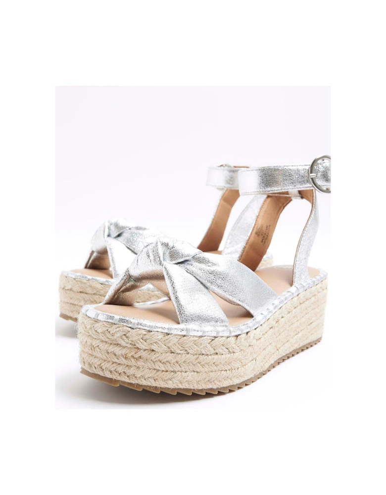 Two Part Espadrille Sandal - Silver