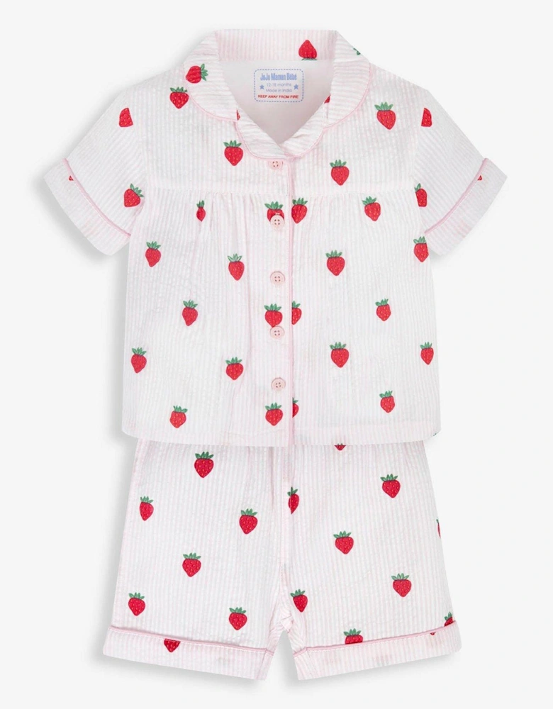 Girls Strawberry Woven Pyjamas - Pink