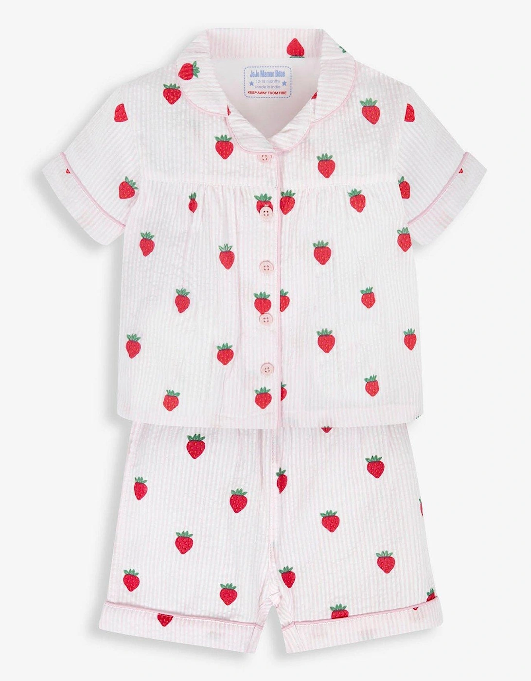 Girls Strawberry Woven Pyjamas - Pink, 4 of 3
