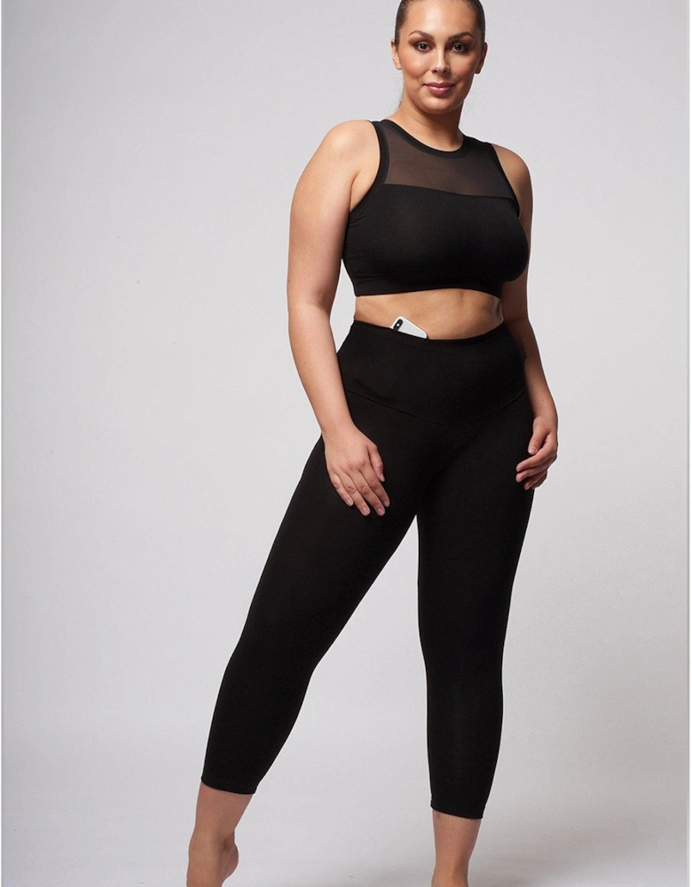 Extra Strong Compression Curve Cropped Leggings With Tummy Control - Black
