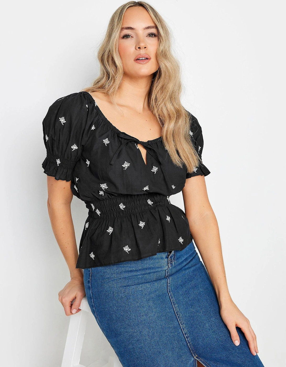 Tall Embroidered Gypsy Top - Black, 2 of 1