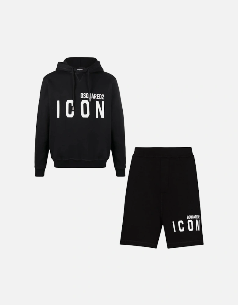 Icon Hoodie & Shorts Set in Black