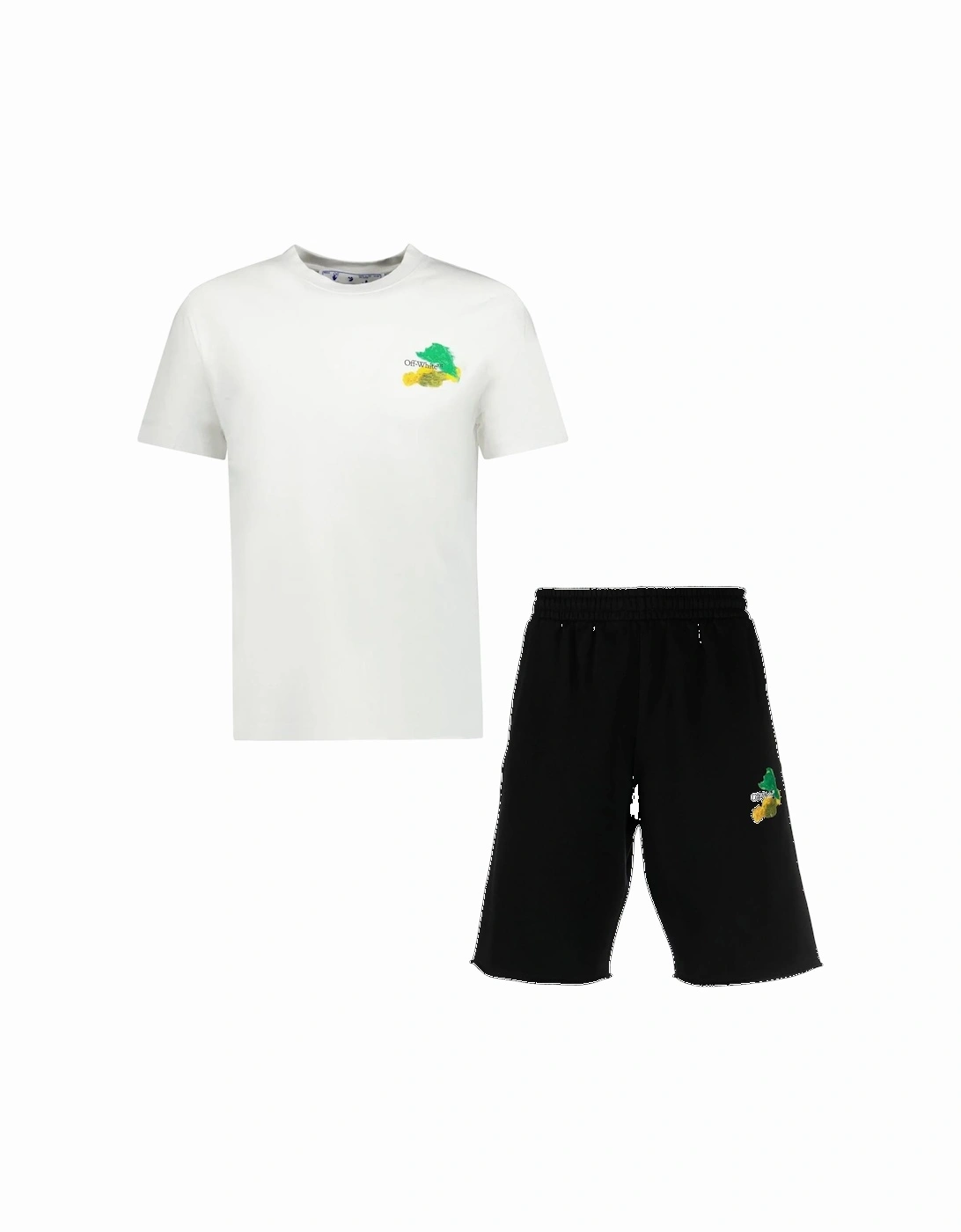 Brush Arrows T-Shirt & Shorts Set in White and Black