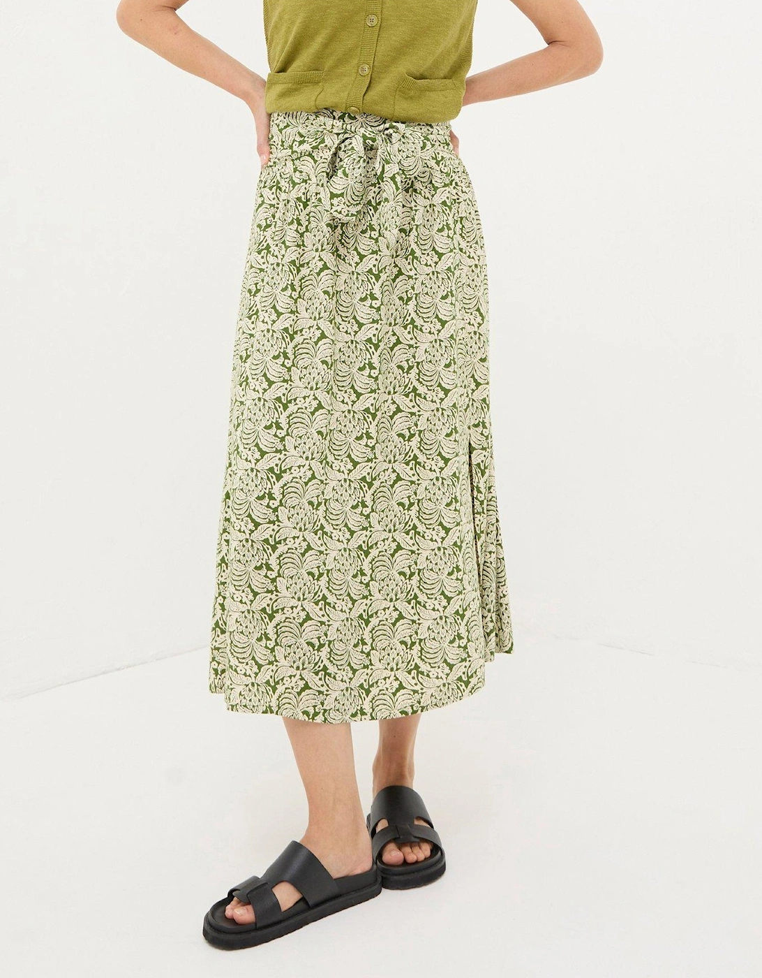 Sascha Damask Floral Midi Skirt - Green, 2 of 1