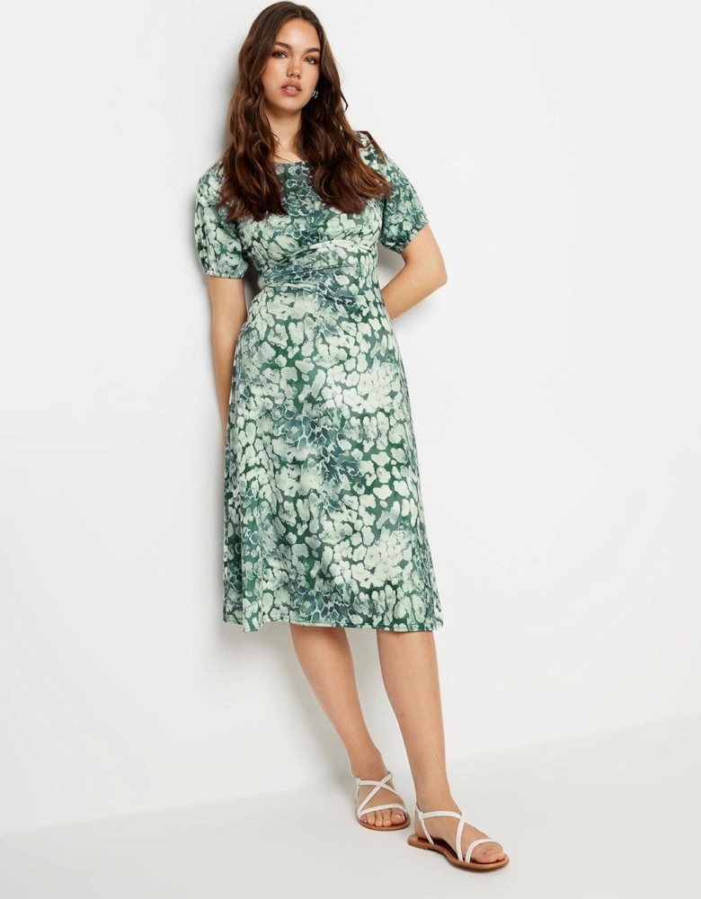 Tall Sage Animal Puff Sleeve Dress