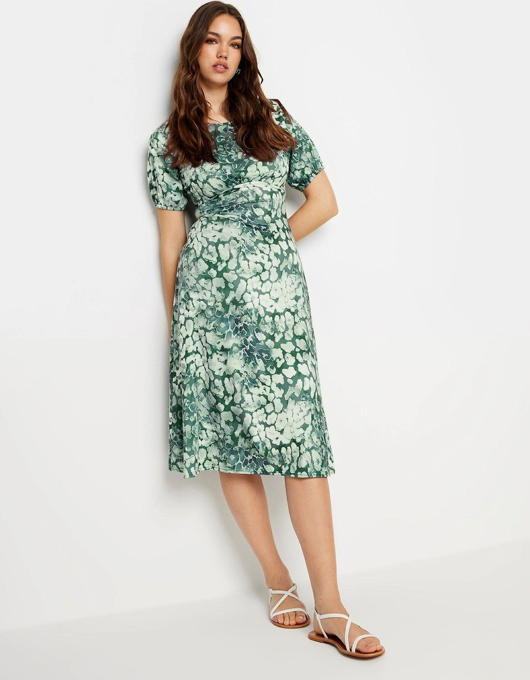 Tall Sage Animal Puff Sleeve Dress, 2 of 1