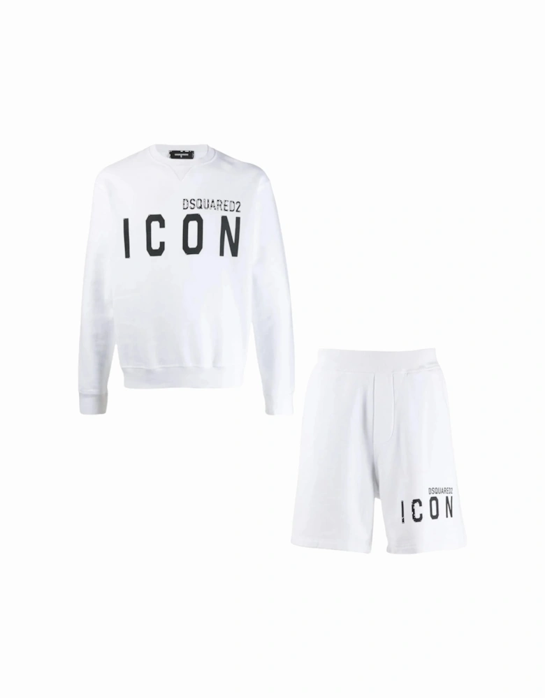 Icon Sweatshirt & Shorts Set in White