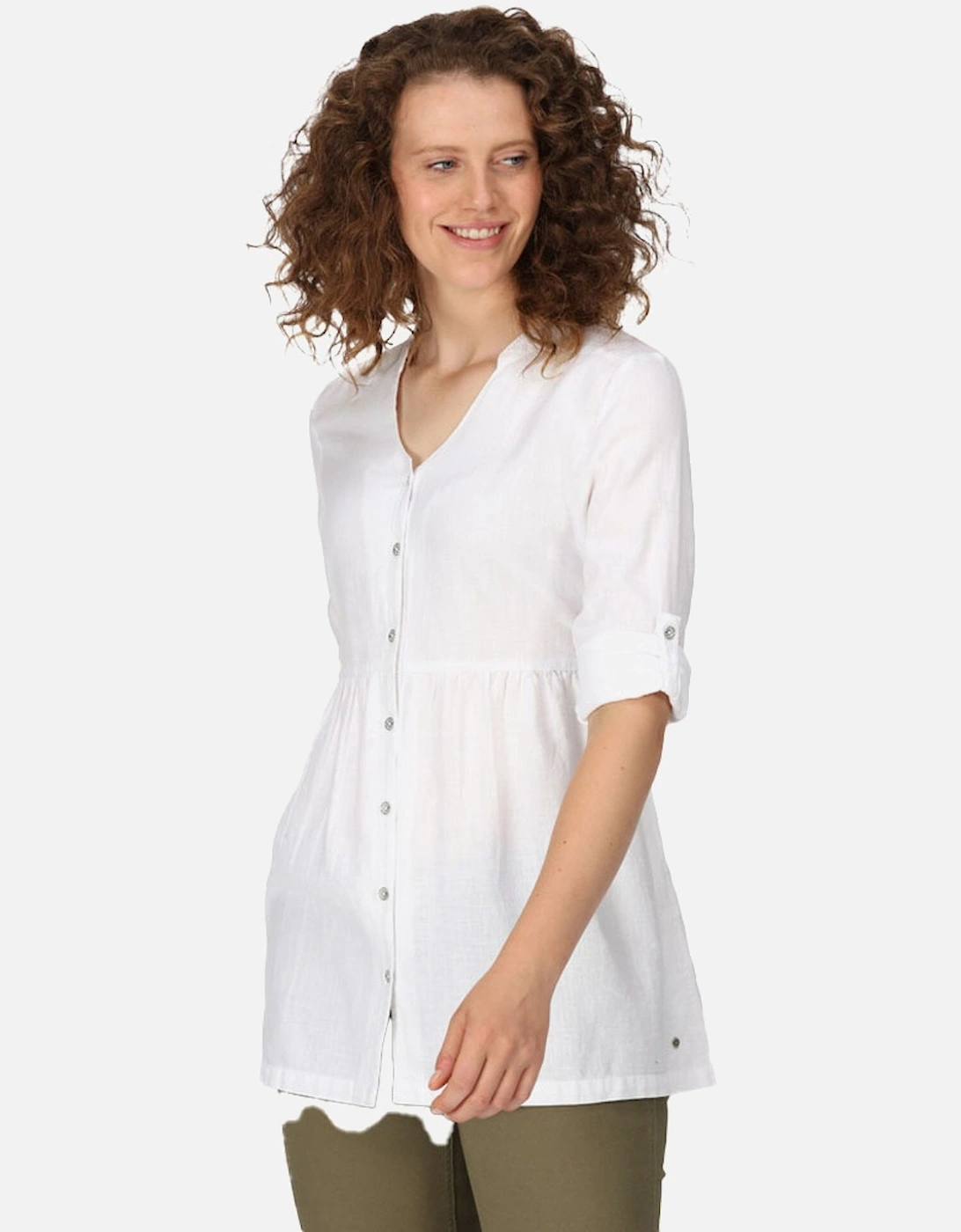 Womens Nemora Roll Sleeve Blouse Shirt Dress, 7 of 6