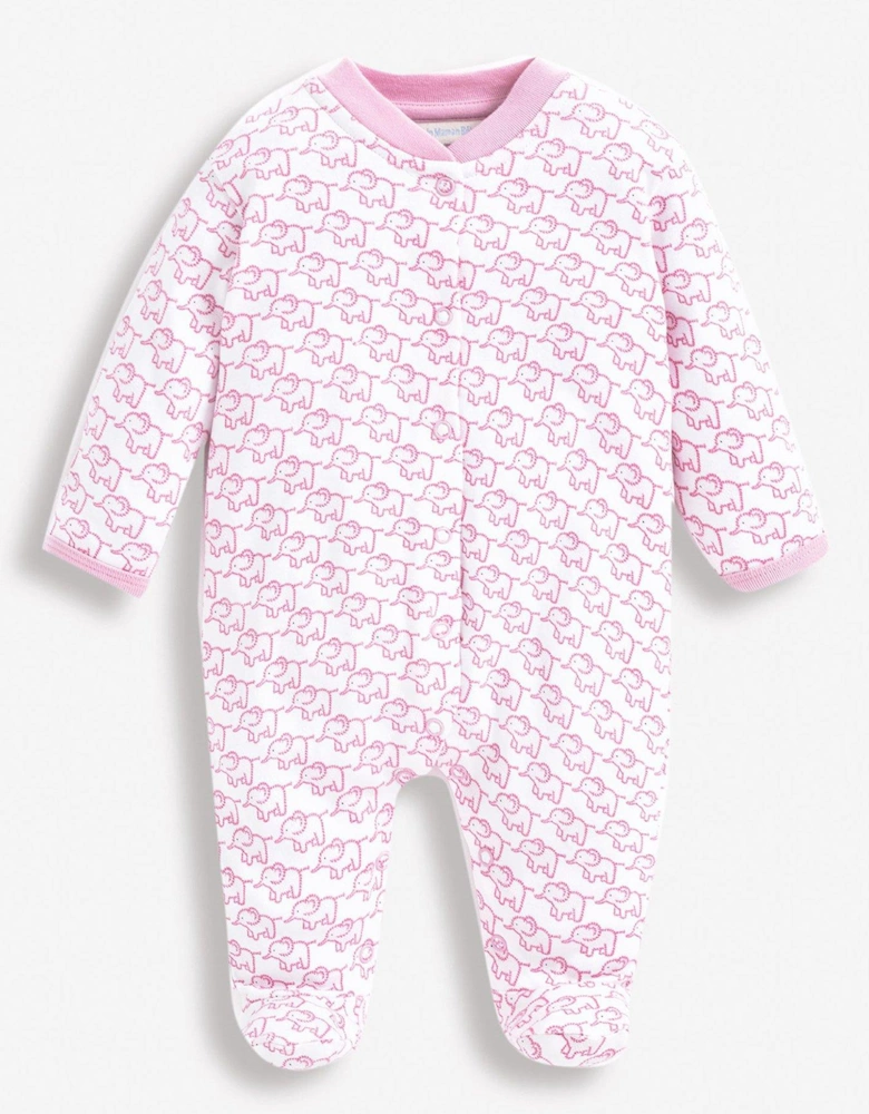 Girls Little Elephant Sleepsuit - Pink
