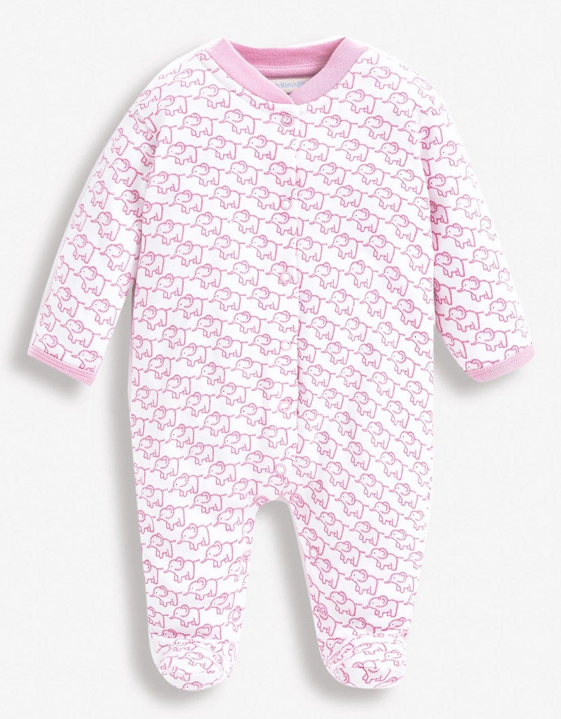 Girls Little Elephant Sleepsuit - Pink, 3 of 2