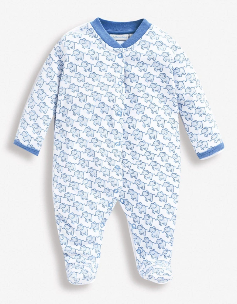 Boys Little Elephant Sleepsuit - Blue