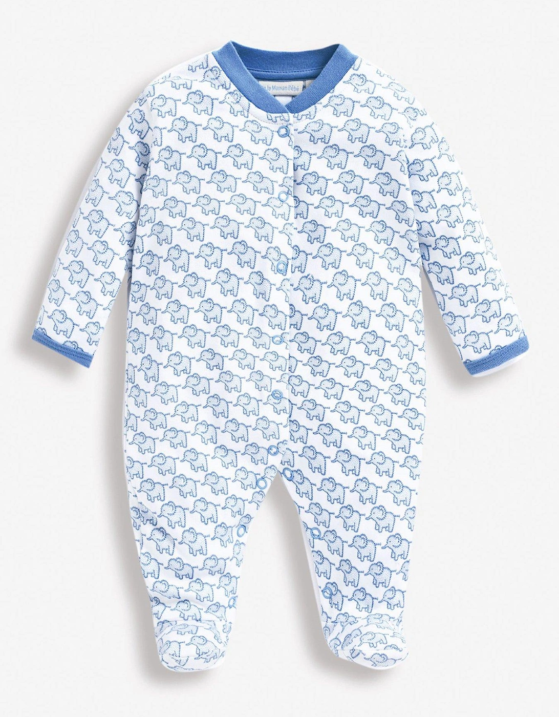 Boys Little Elephant Sleepsuit - Blue, 3 of 2