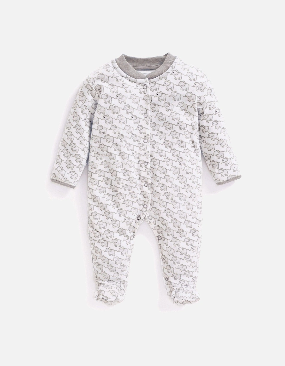 Unisex Little Elephant Sleepsuit - Grey, 2 of 1