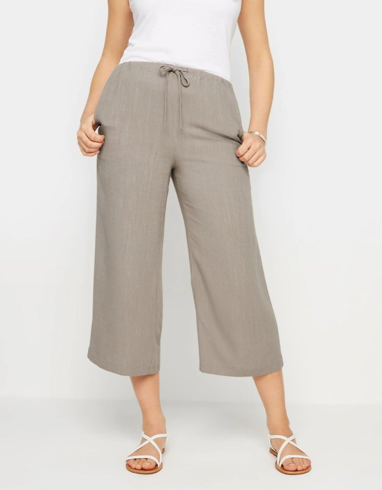 Tall Neutral Crop Sand Linen Blend Trouser