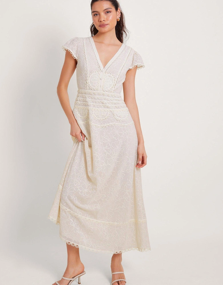 Irene Broderie Dress - White