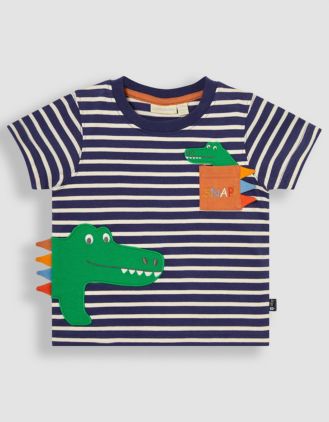 Boys Crocodile Applique Pocket T-Shirt - Blue, 4 of 3