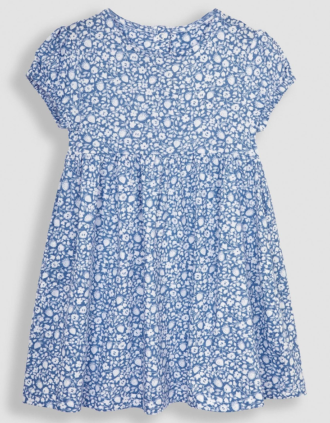 Girls Strawberry Ditsy Floral Puff Sleeve Dress - Blue, 2 of 1