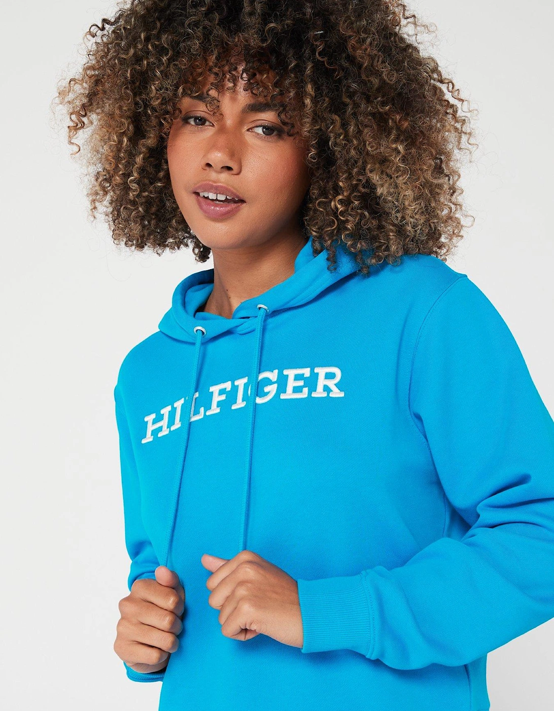 Monotype Embroidered Logo Hoodie - Blue