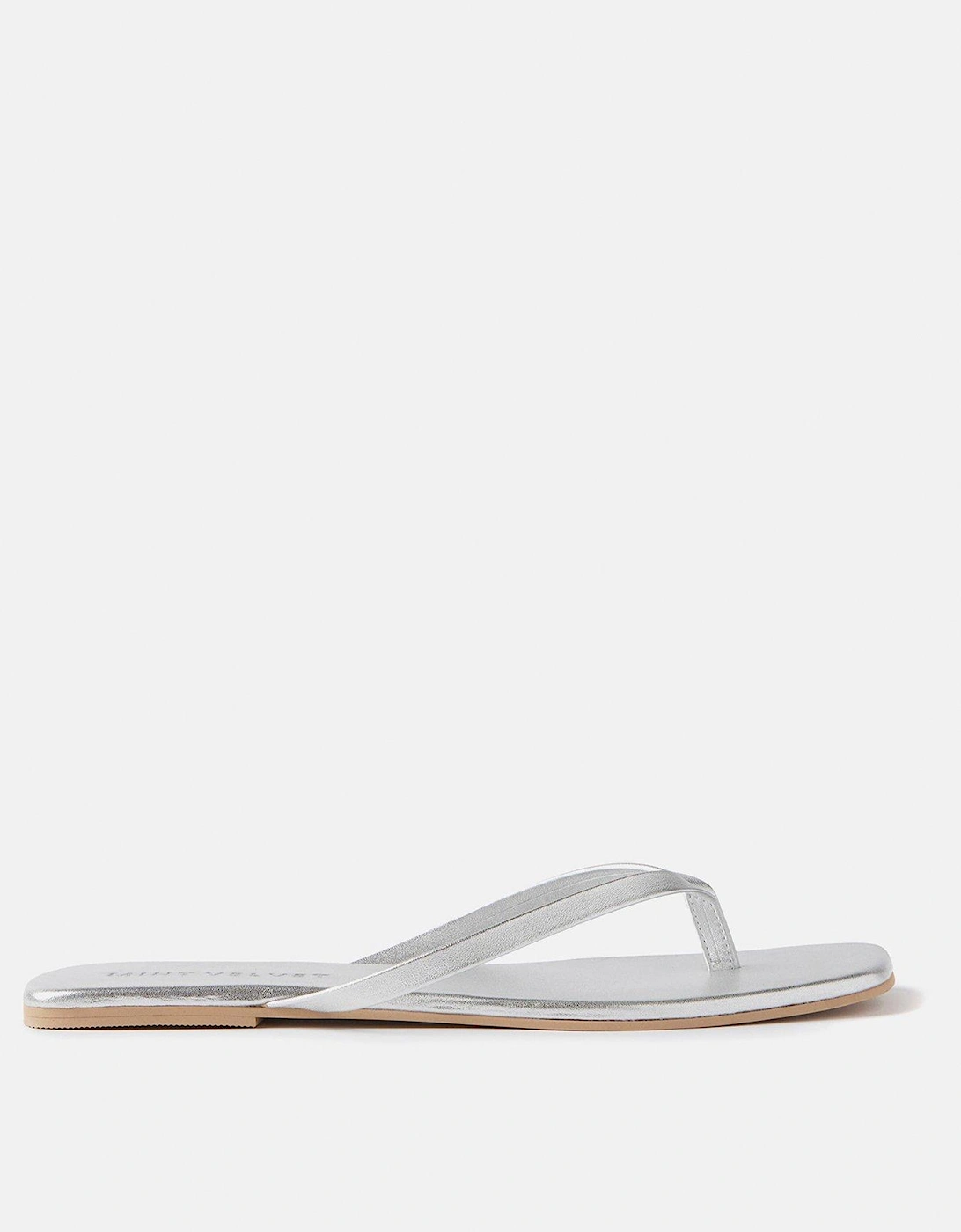 Pia Silver Leather Flip Flops, 2 of 1